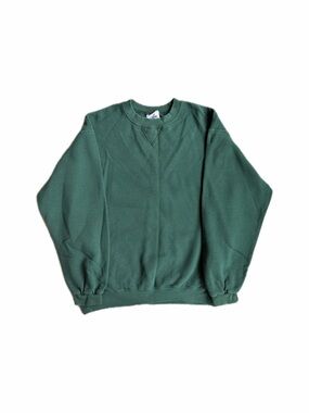 Vintage 80s Made in USA Green Blank Crewneck Sweatshirt — Size Medium
